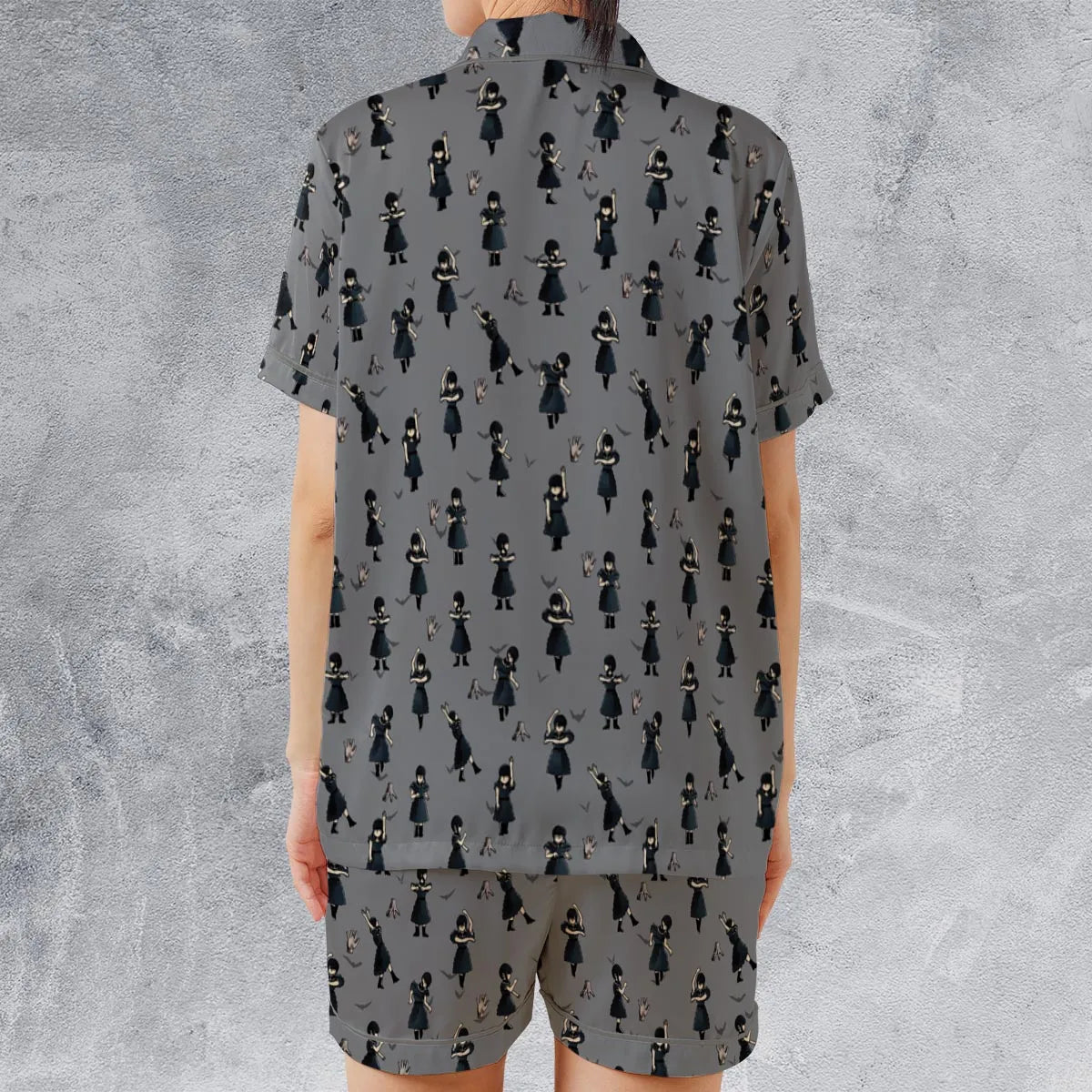 Satin Short-Sleeve Pajamas Set - W6GYU1SJ