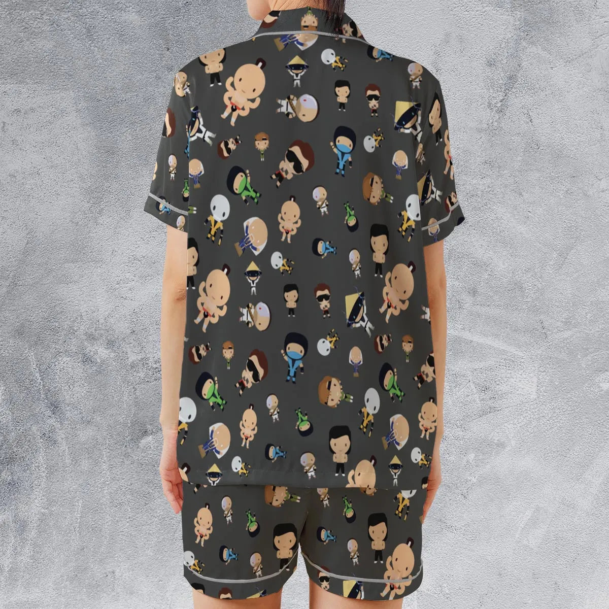 Satin Short-Sleeve Pajamas Set - M9C41Y14
