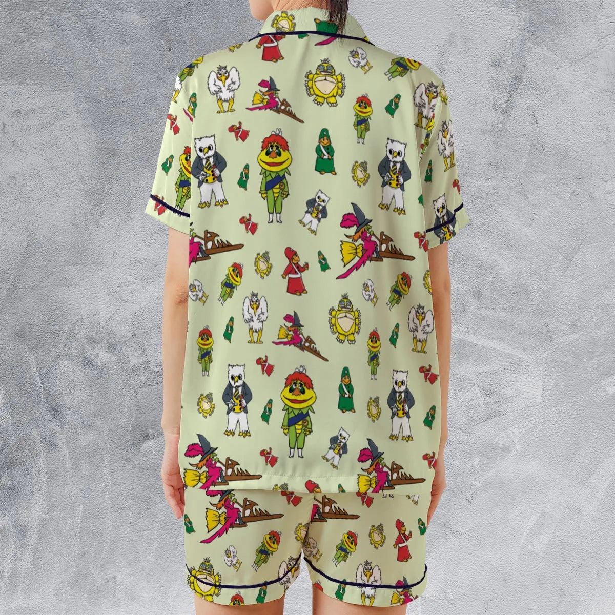 Satin Short-Sleeve Pajamas Set - BCDG8C92