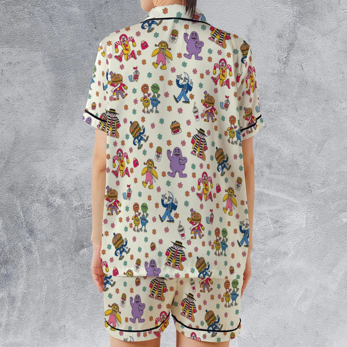 Satin Short-Sleeve Pajamas Set - FUFXA6NM