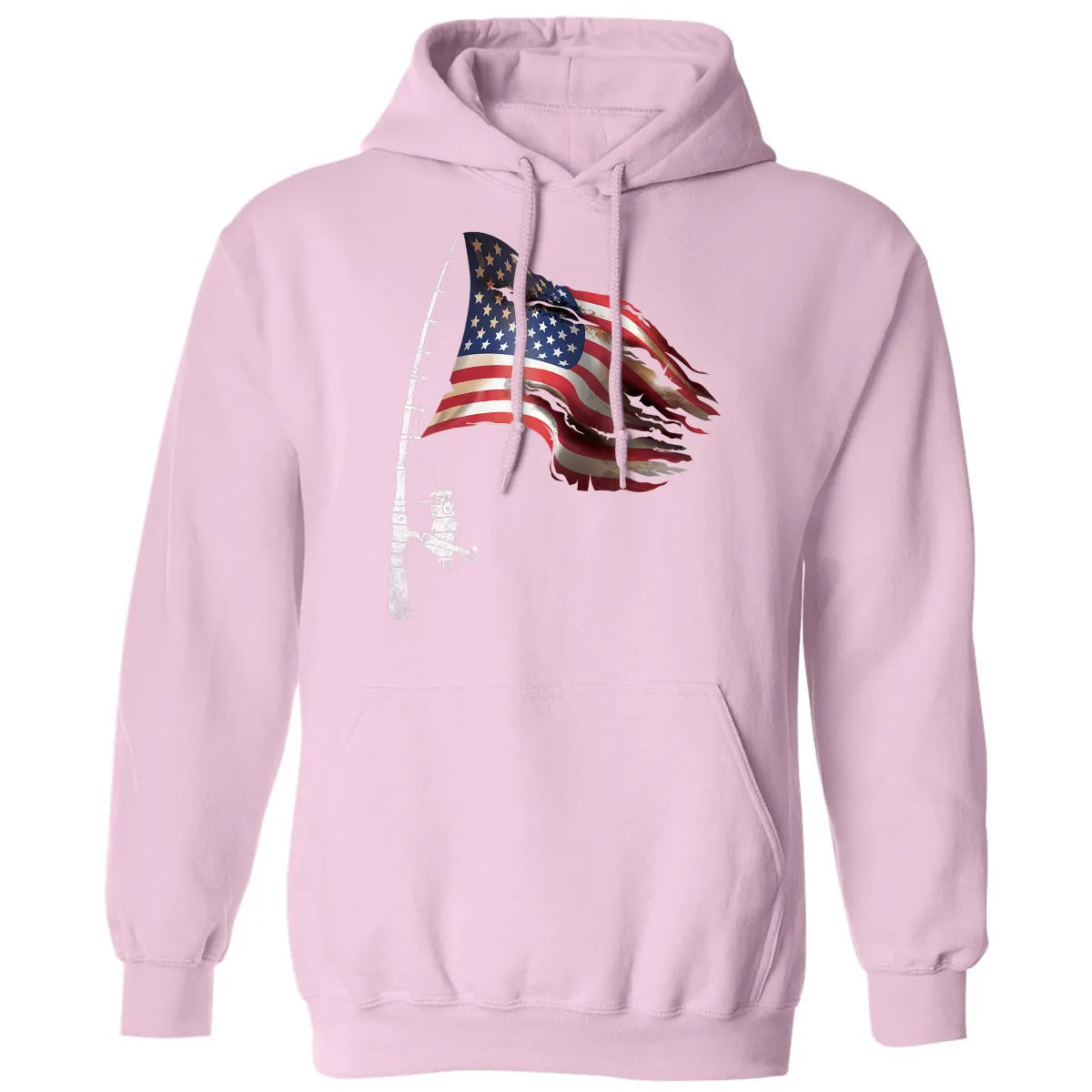 Fishing American Flag Fisherman Patriotic day 4th of July Classic Unisex Hoodie