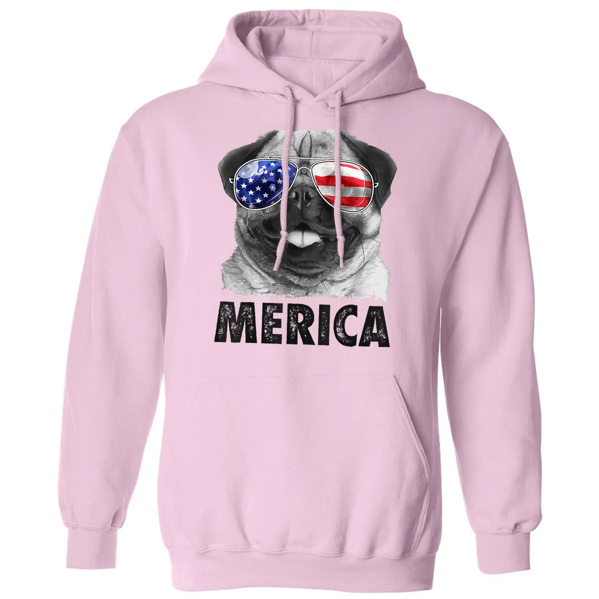 Pug 4th of July s Merica Men Women USA American Flag Classic Unisex Hoodie