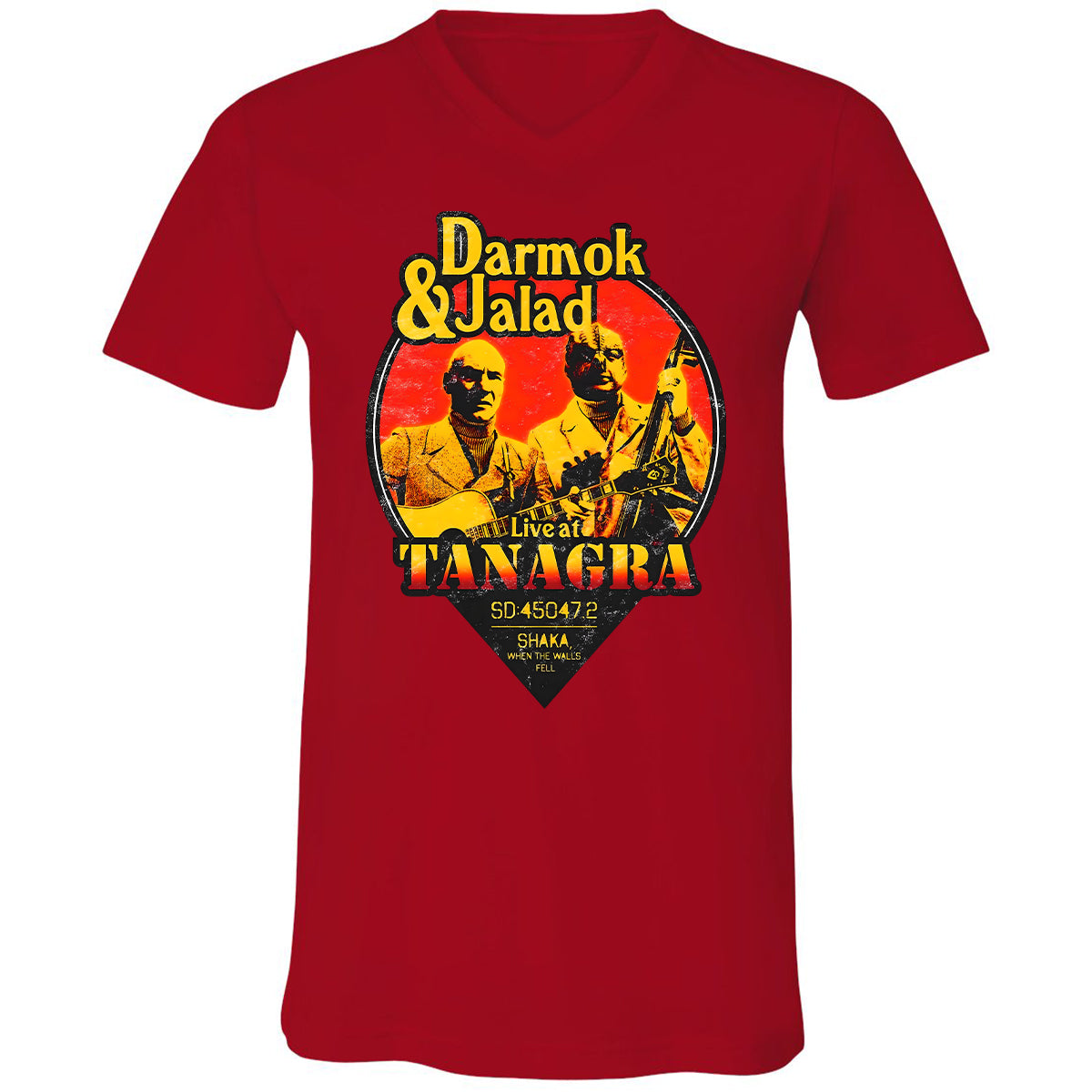 Unisex V-neck T-shirt - 4TV74EF4 - Red - 3
