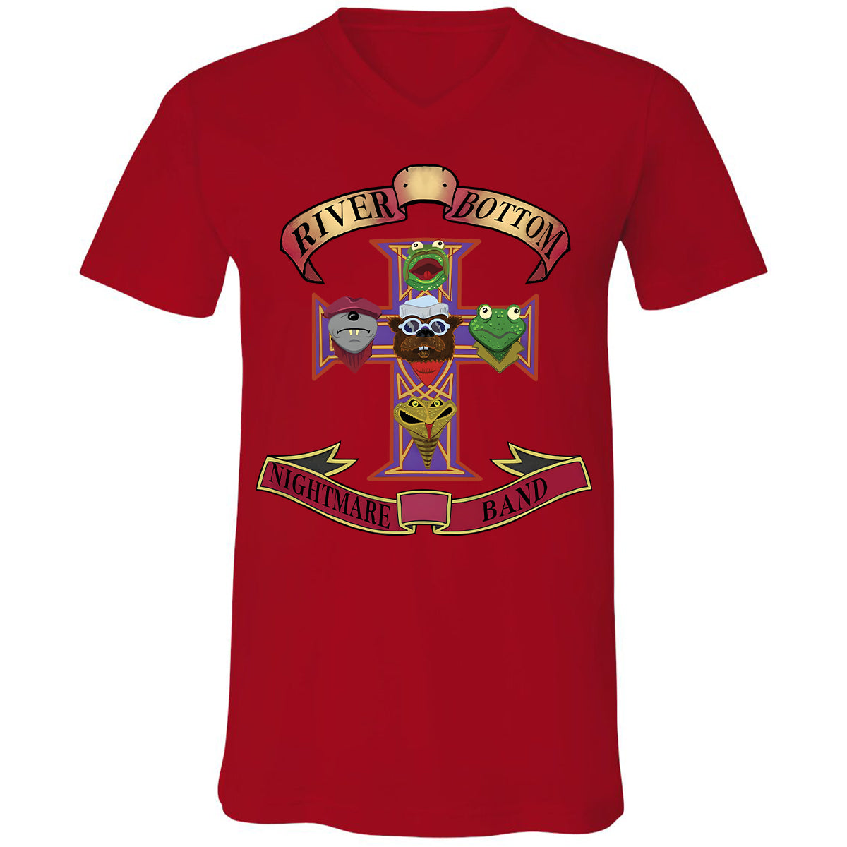 Unisex V-neck T-shirt - Black - THANGFIXED (Copy) - Red - 3