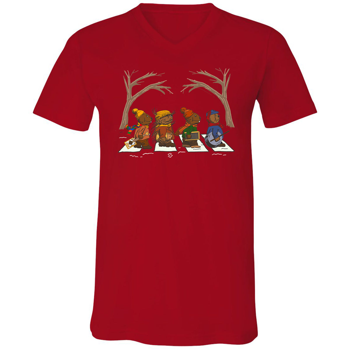 Unisex V-neck T-shirt - FH4UQ97M - Red - 3