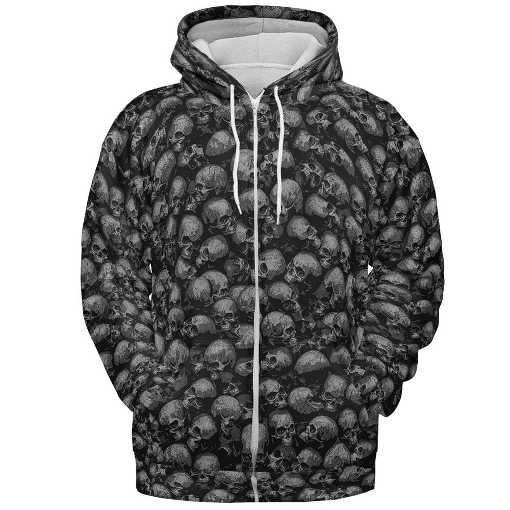 Skulls Pattern - Zip Hoodie - 3