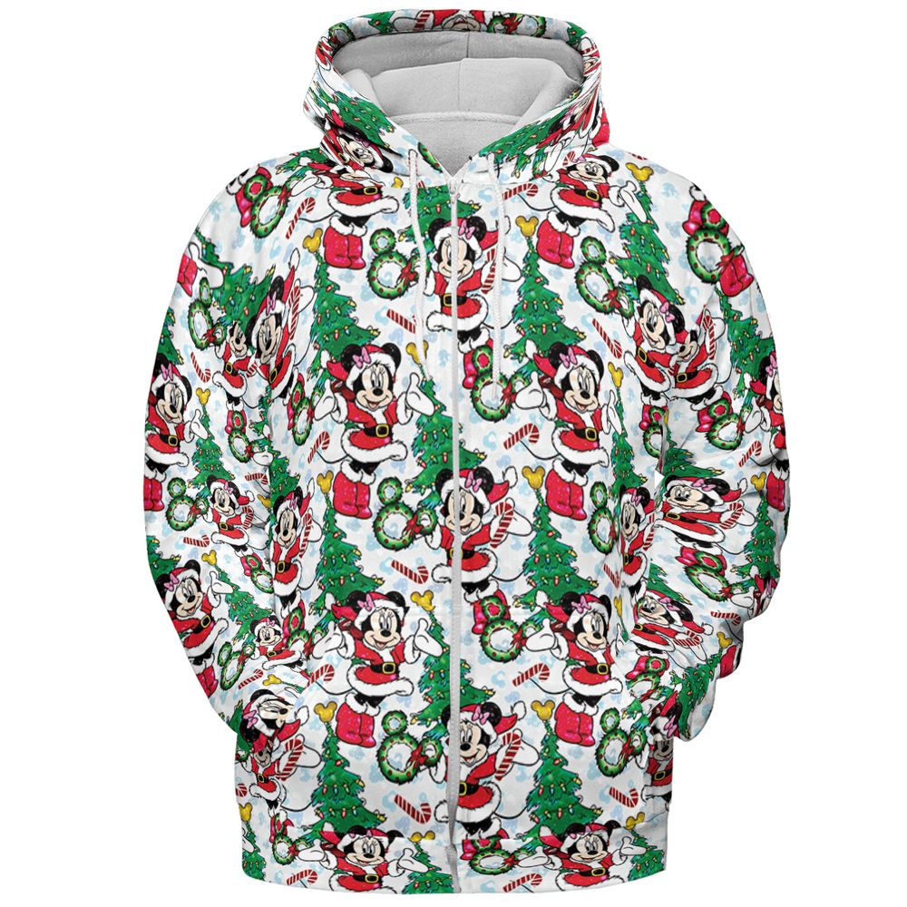 Santa Girl Mouse - Zip Hoodie - 3