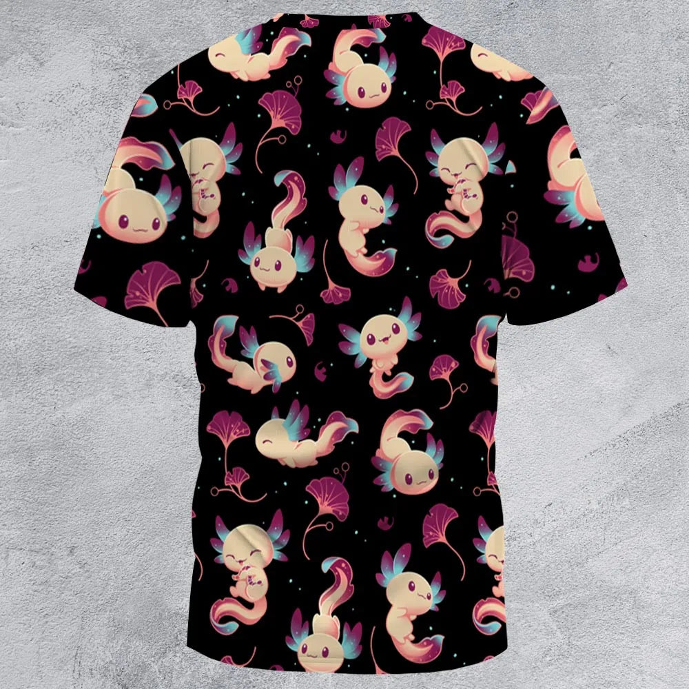 Axolotl Wonders Cute Salamanders Pattern All-Over Print Unisex T-Shirt
