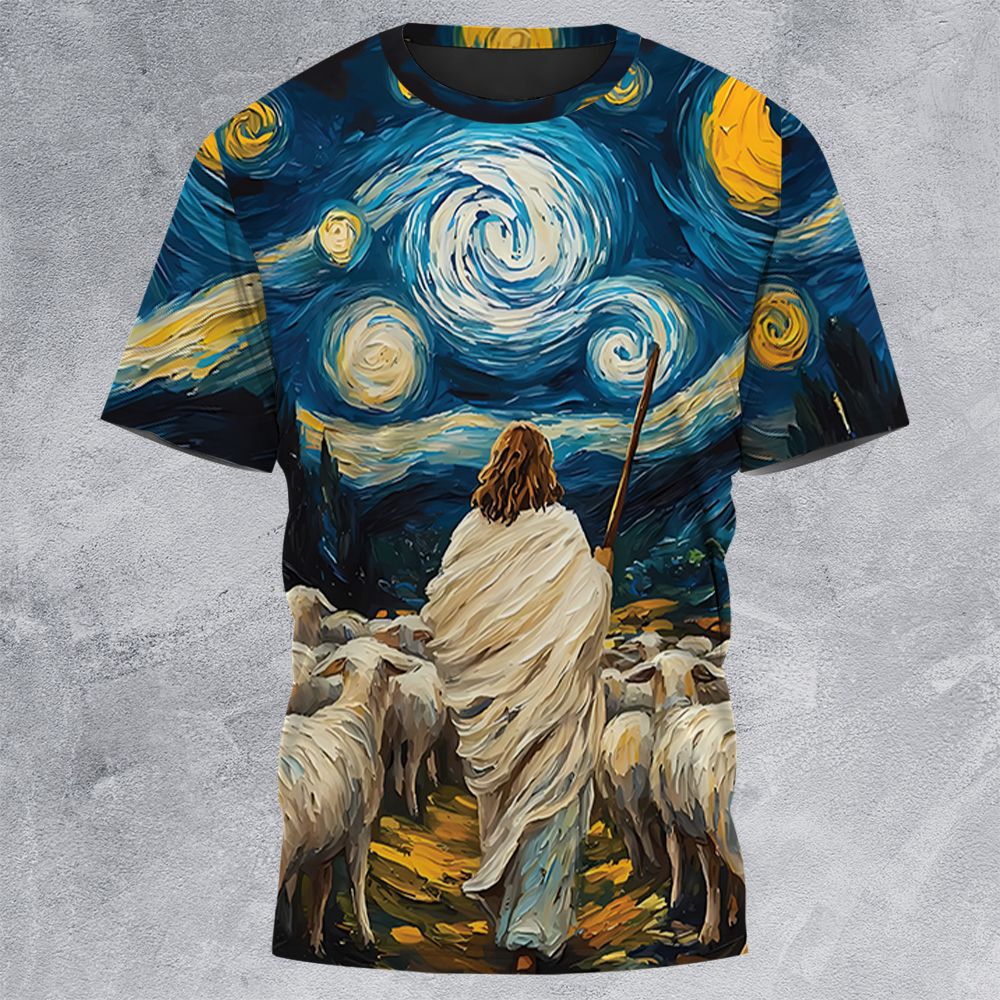Shepherd Sheep Starry Night -  - 3