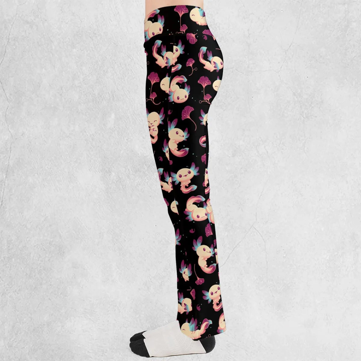 Axolotl Wonders Cute Salamanders Pattern Flare Leggings