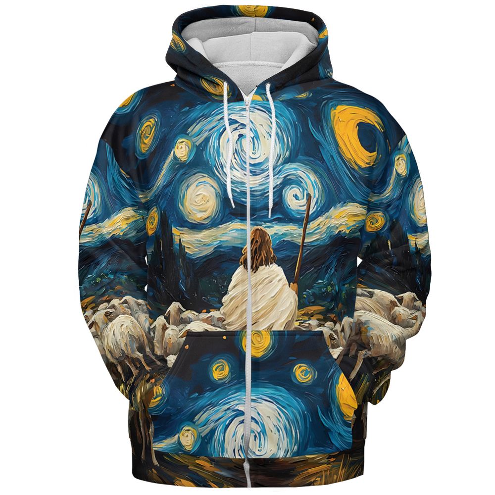Shepherd Sheep Starry Night -  - 3