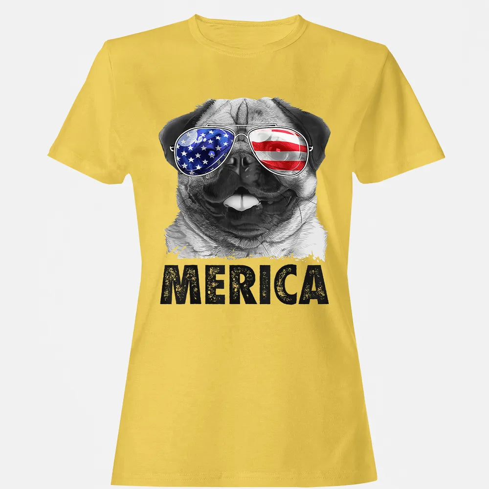 Pug 4th of July s Merica Men Women USA American Flag Women's T-shirt