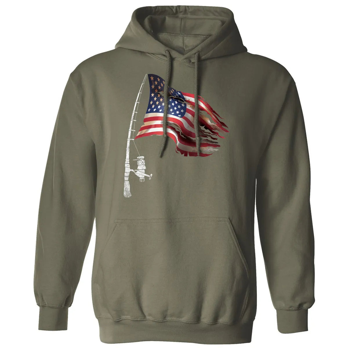Fishing American Flag Fisherman Patriotic day 4th of July Classic Unisex Hoodie