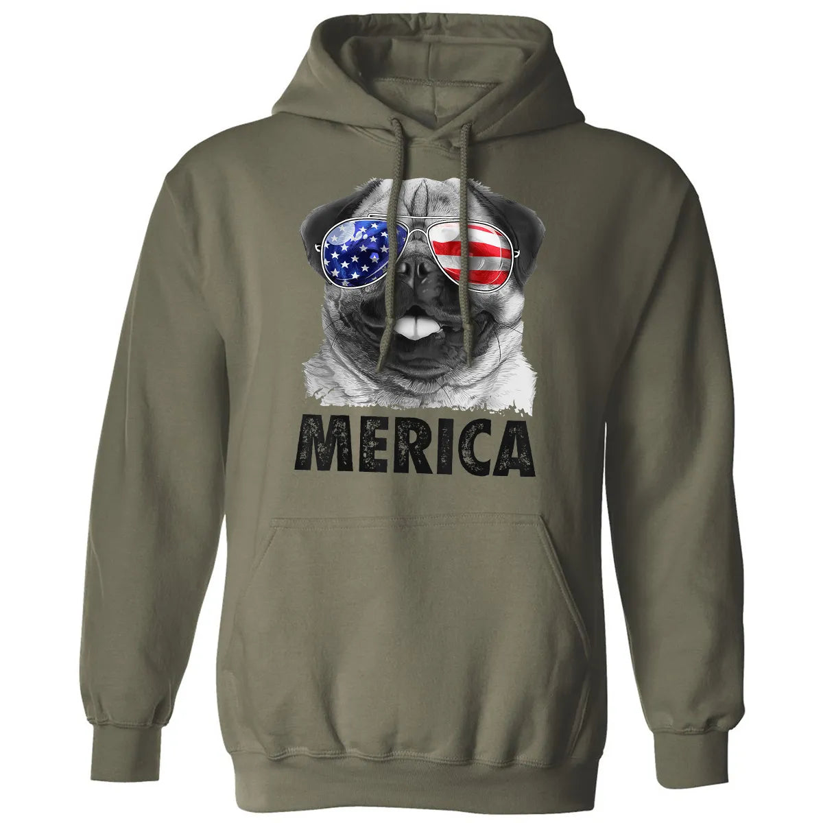 Pug 4th of July s Merica Men Women USA American Flag Classic Unisex Hoodie