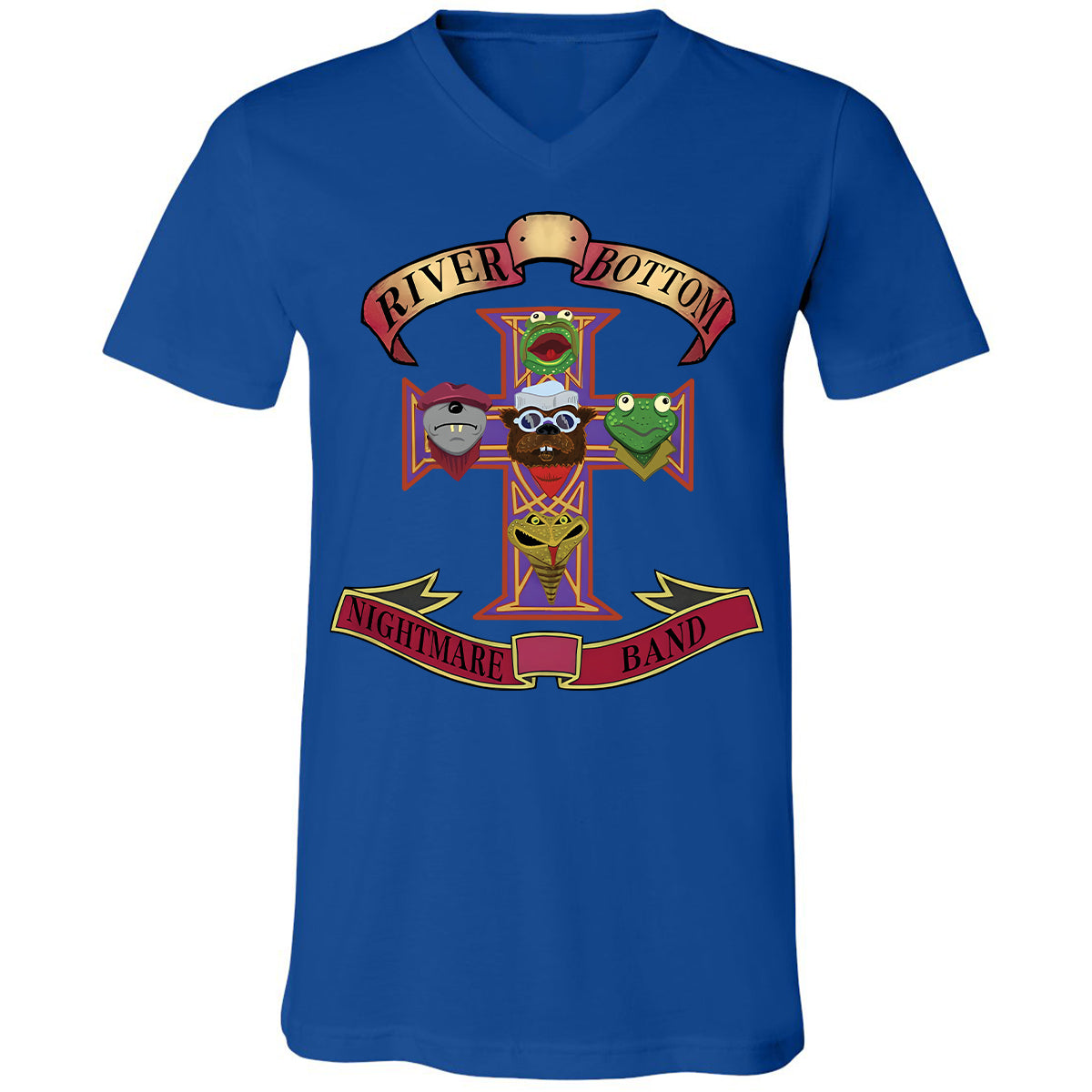 Unisex V-neck T-shirt - Black - THANGFIXED (Copy) - True Royal - 4