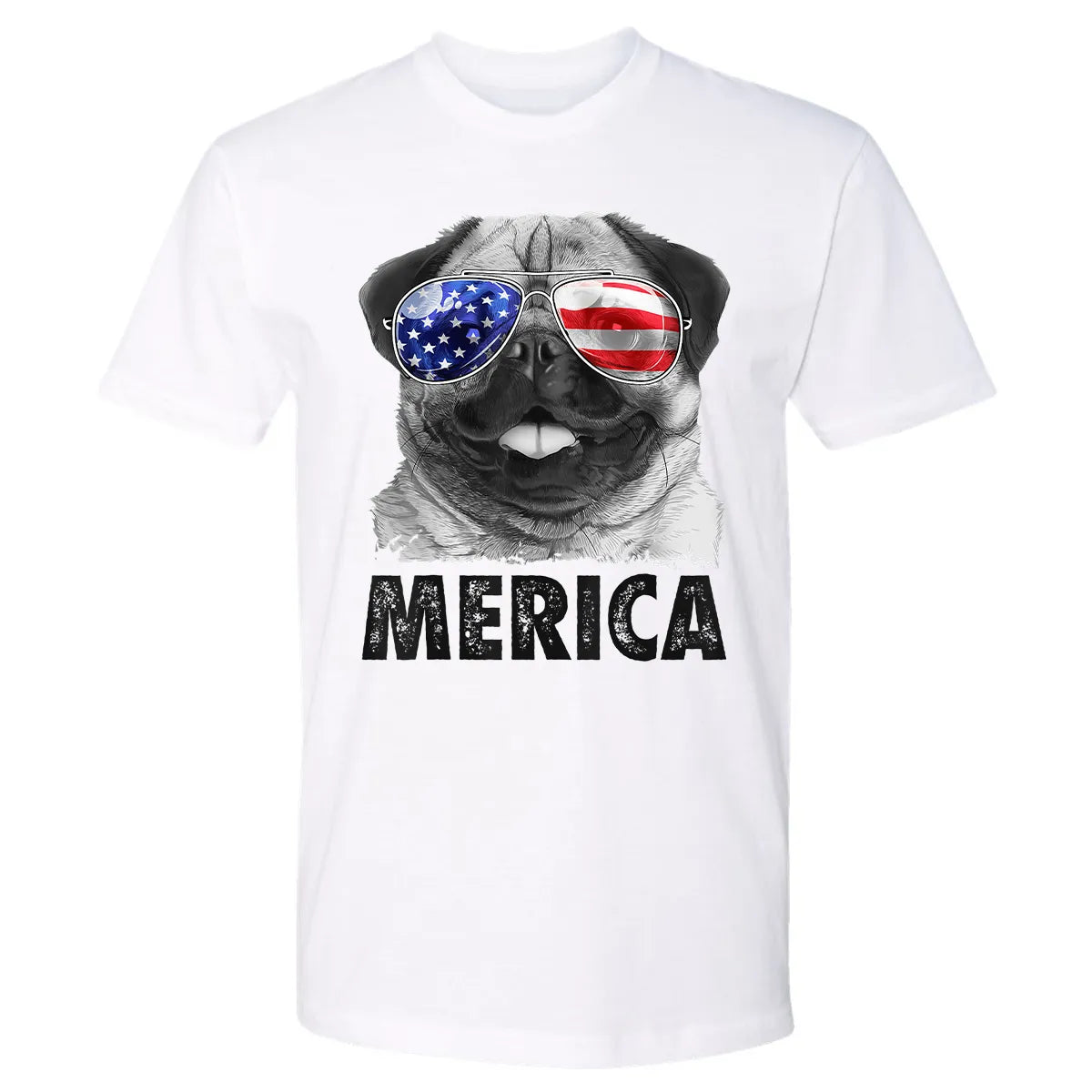 Pug 4th of July s Merica Men Women USA American Flag Premium Unisex T-shirt