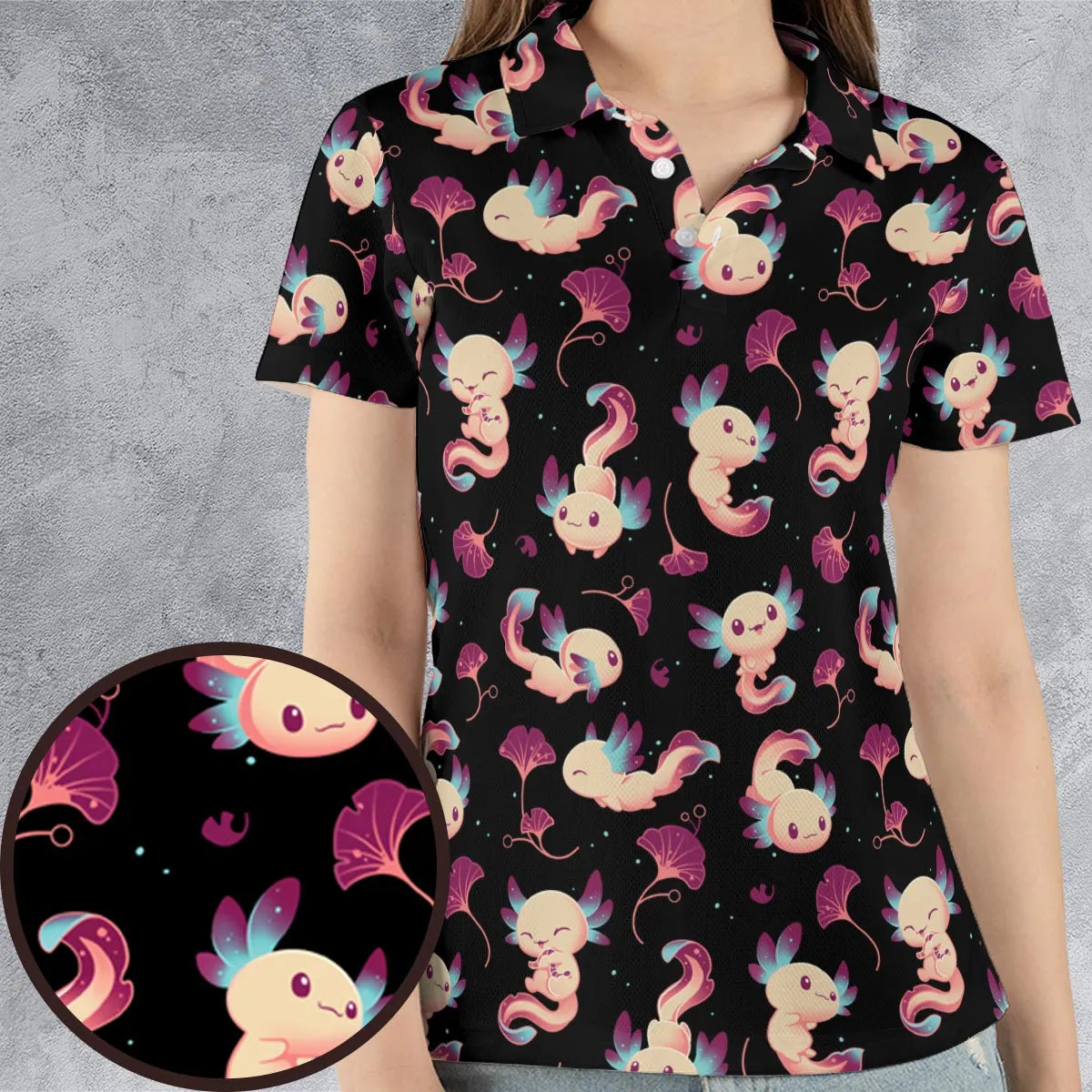 Axolotl Wonders Cute Salamanders Pattern AOP Men/Women Polo Shirt