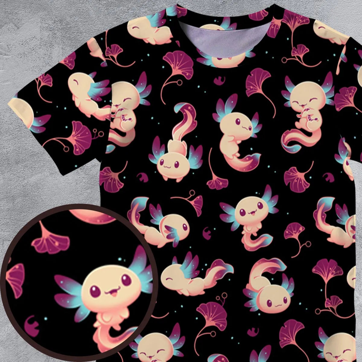 Axolotl Wonders Cute Salamanders Pattern All-Over Print Unisex T-Shirt