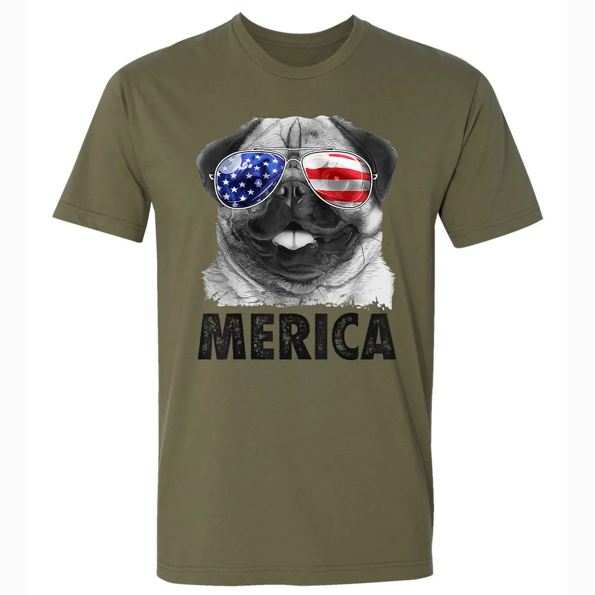 Pug 4th of July s Merica Men Women USA American Flag Premium Unisex T-shirt