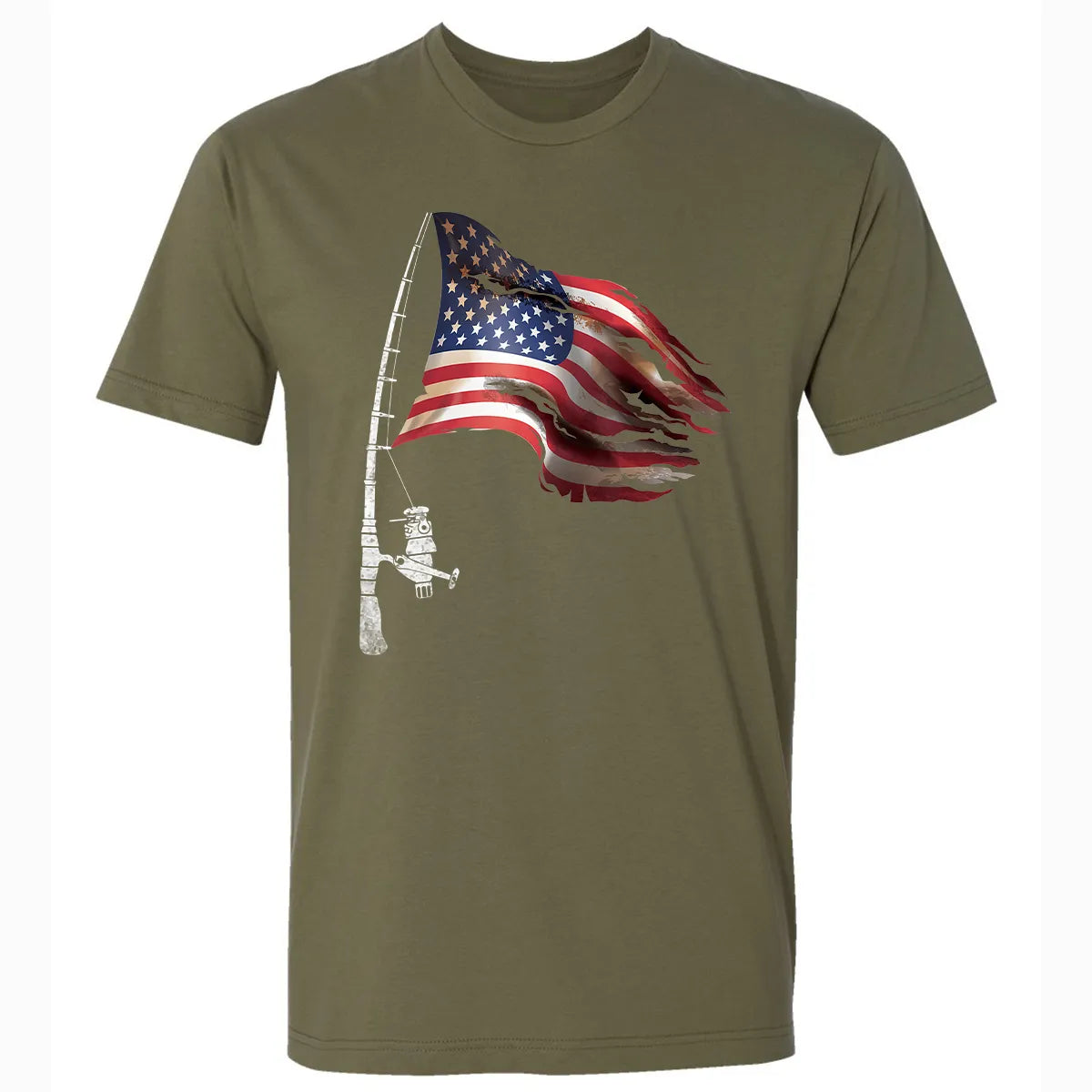 Fishing American Flag Fisherman Patriotic day 4th of July Premium Unisex T-shirt