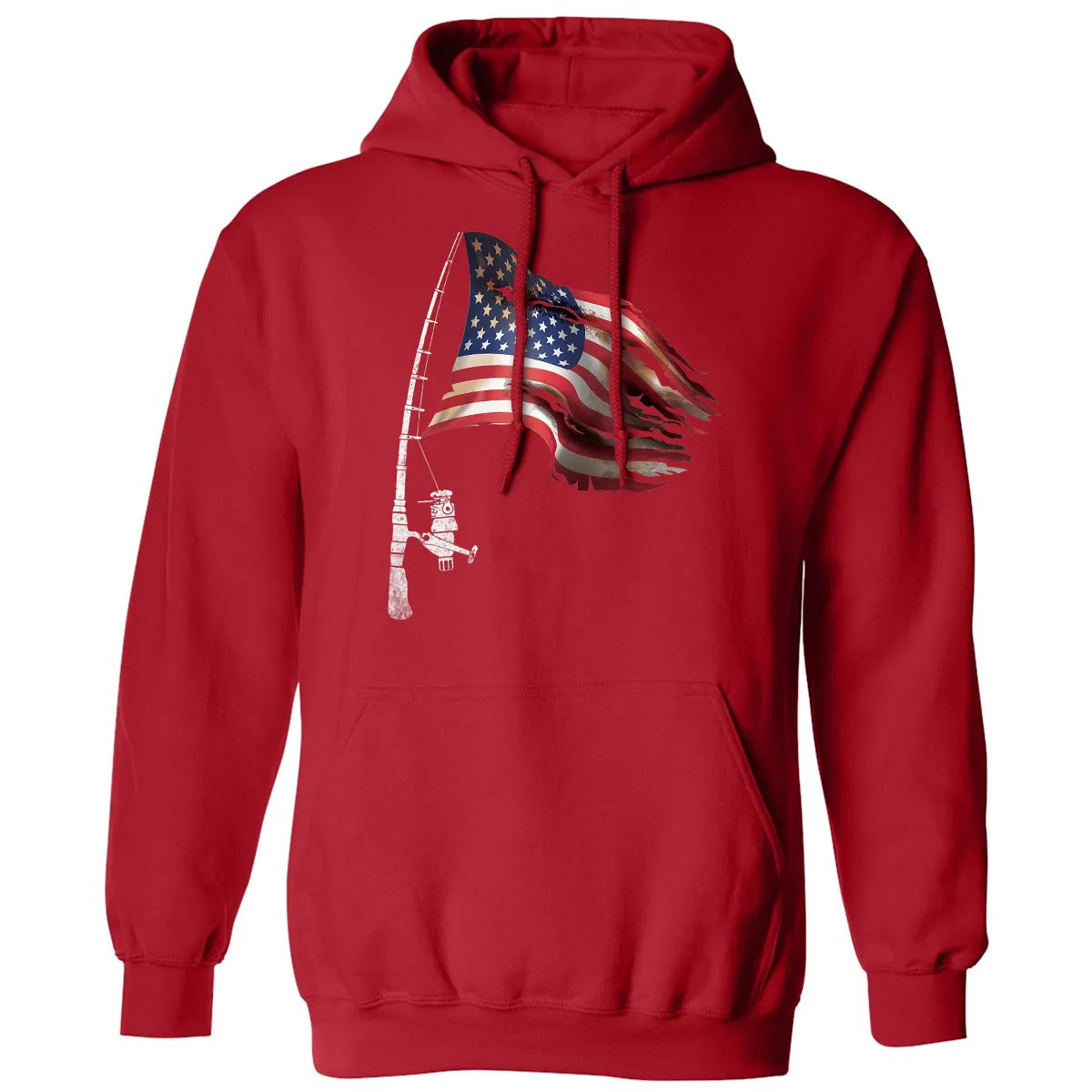 Fishing American Flag Fisherman Patriotic day 4th of July Classic Unisex Hoodie