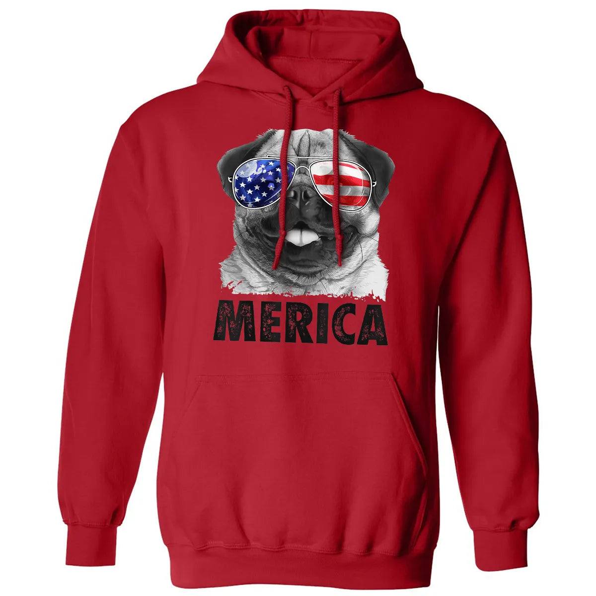 Pug 4th of July s Merica Men Women USA American Flag Classic Unisex Hoodie