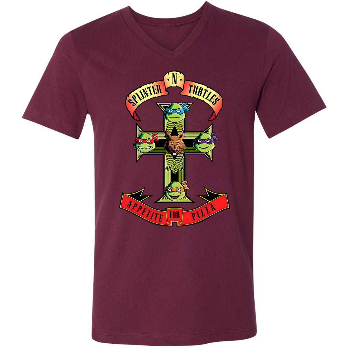Unisex V-neck T-shirt - XPBY2S28 - Maroon - 6