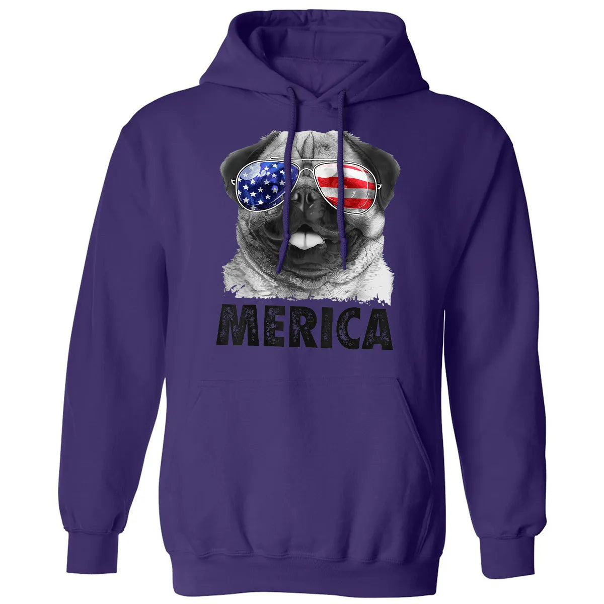 Pug 4th of July s Merica Men Women USA American Flag Classic Unisex Hoodie