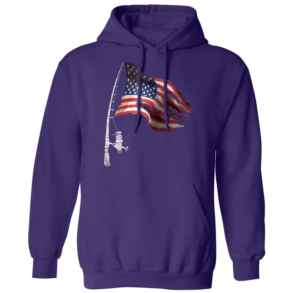 Fishing American Flag Fisherman Patriotic day 4th of July Classic Unisex Hoodie