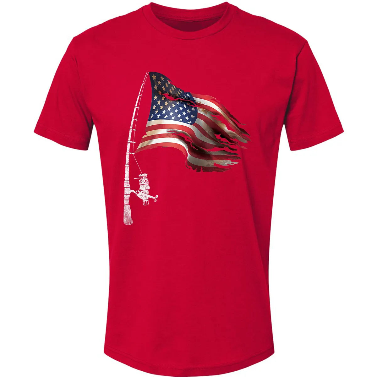 Fishing American Flag Fisherman Patriotic day 4th of July Premium Unisex T-shirt