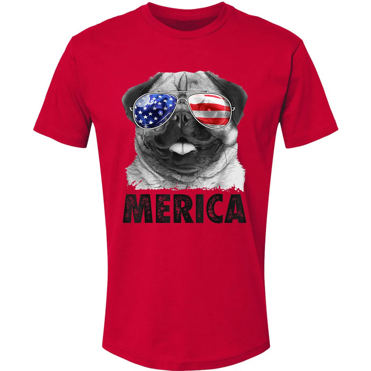 Pug 4th of July s Merica Men Women USA American Flag Premium Unisex T-shirt