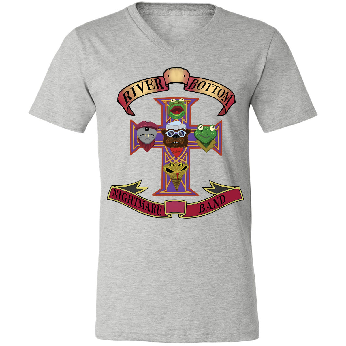 Unisex V-neck T-shirt - Black - THANGFIXED (Copy) - Athletic Heather - 7