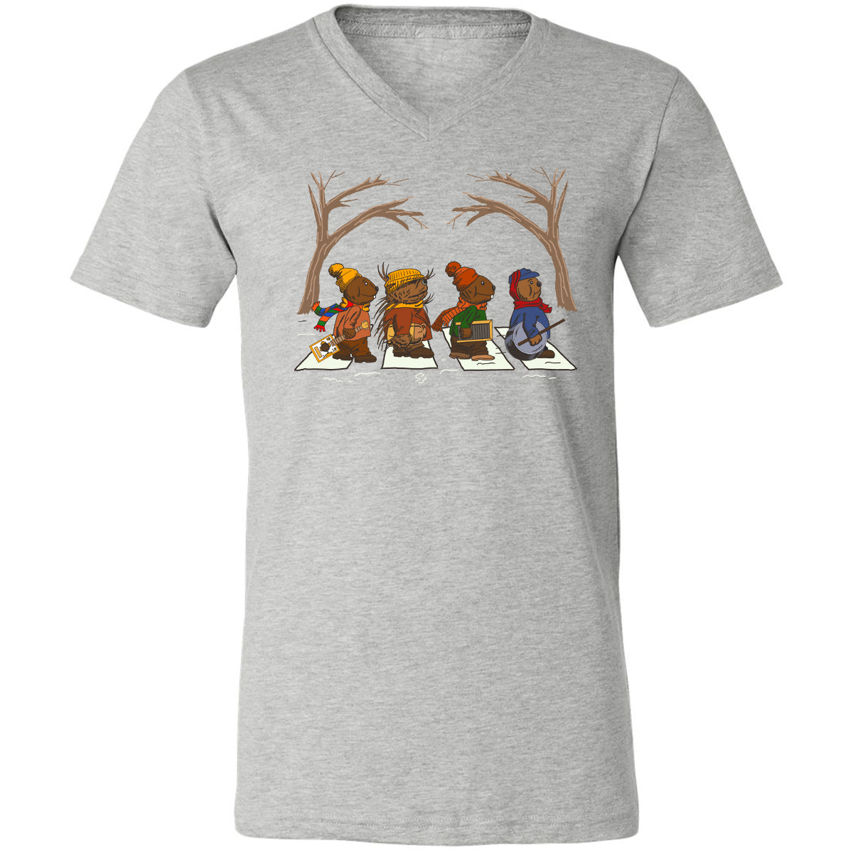 Unisex V-neck T-shirt - FH4UQ97M - Athletic Heather - 7