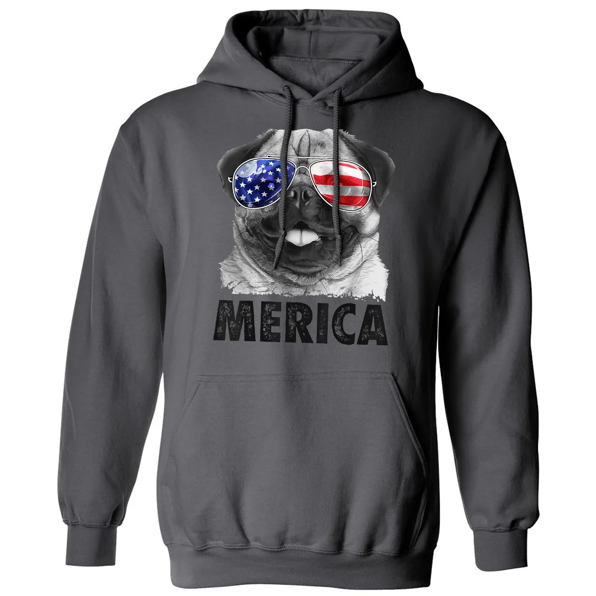 Pug 4th of July s Merica Men Women USA American Flag Classic Unisex Hoodie