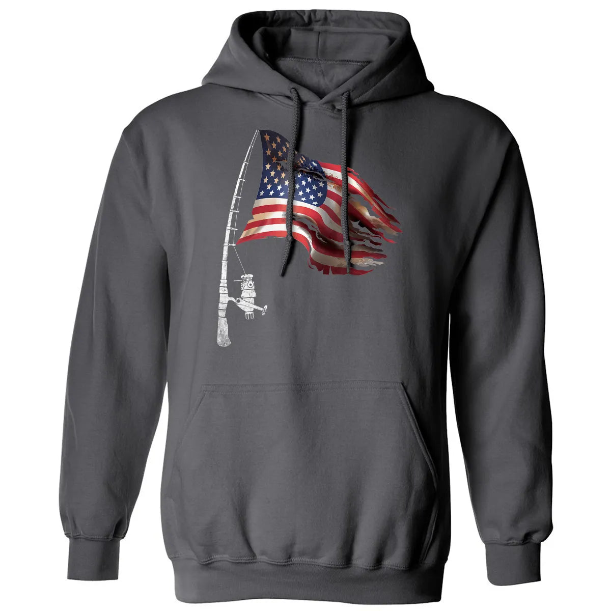 Fishing American Flag Fisherman Patriotic day 4th of July Classic Unisex Hoodie