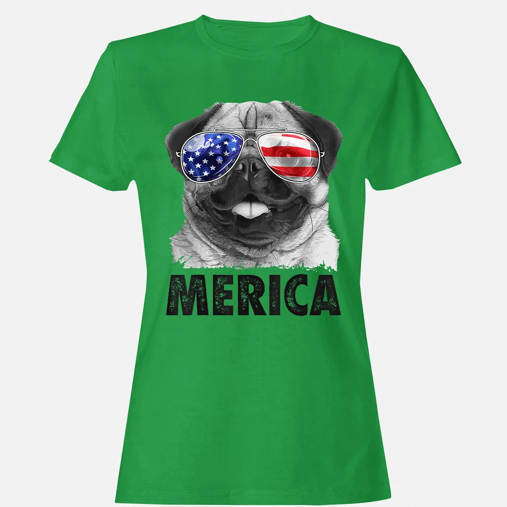 Pug 4th of July s Merica Men Women USA American Flag Women's T-shirt