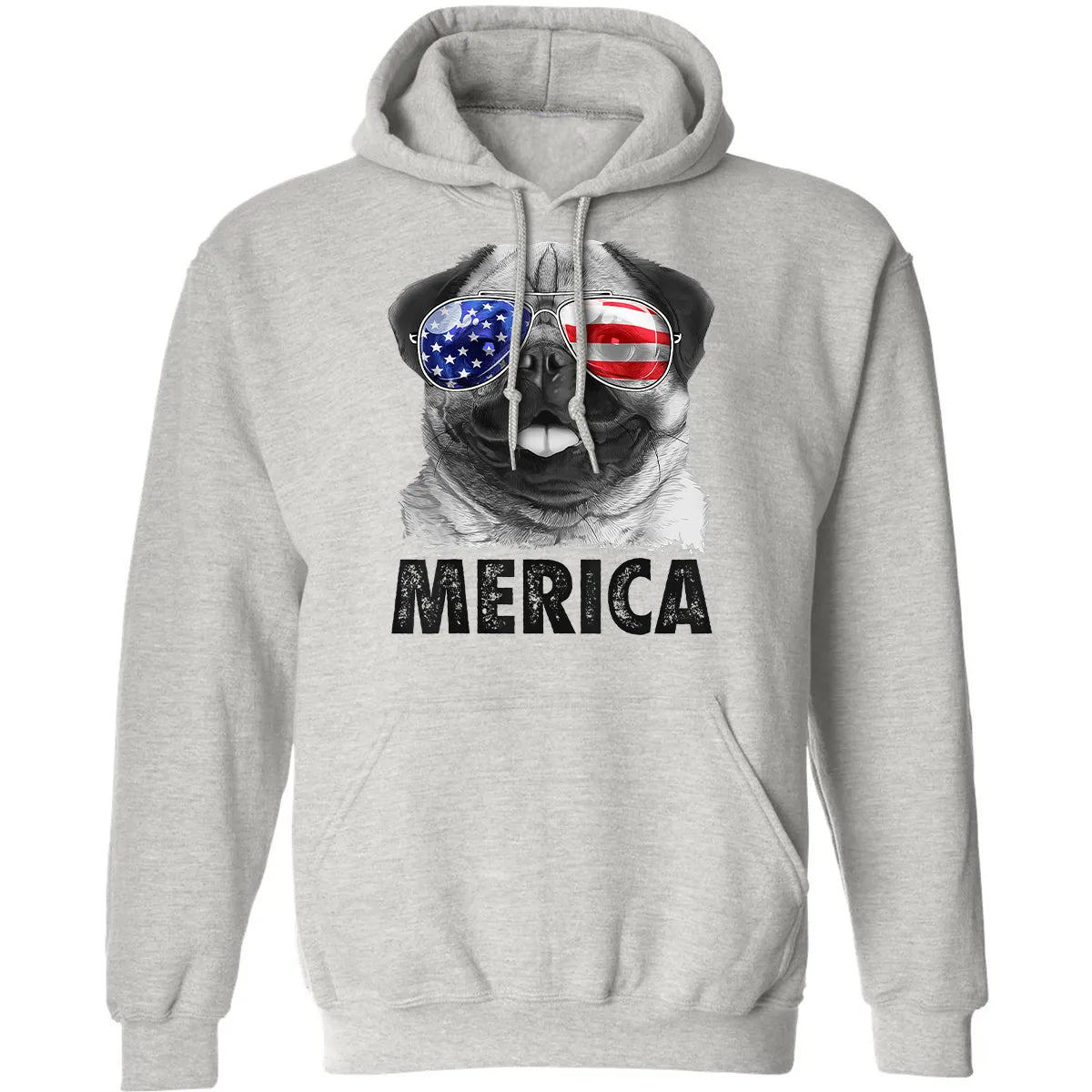 Pug 4th of July s Merica Men Women USA American Flag Classic Unisex Hoodie