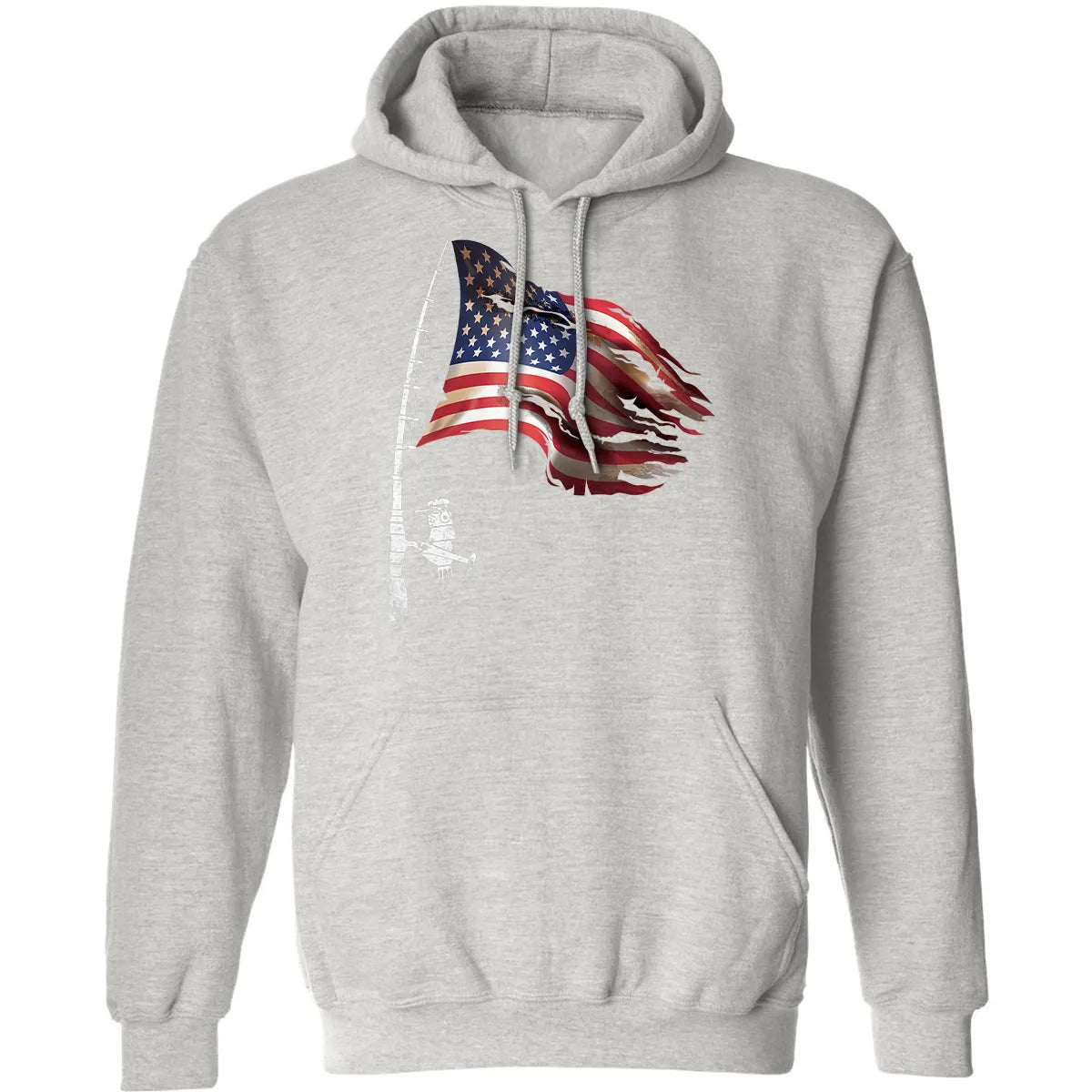 Fishing American Flag Fisherman Patriotic day 4th of July Classic Unisex Hoodie