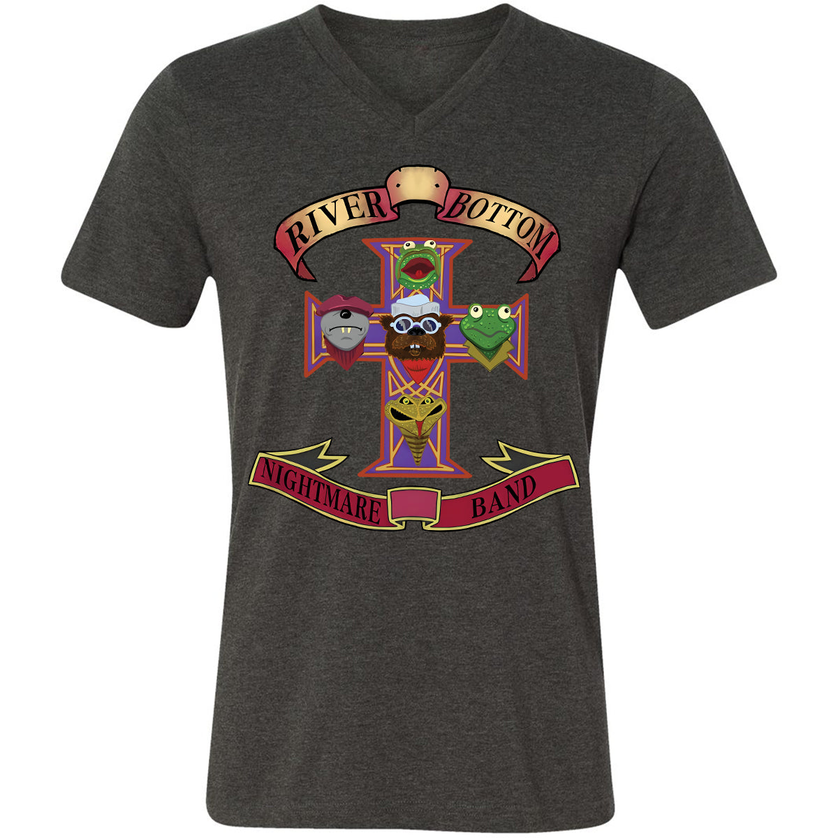 Unisex V-neck T-shirt - Black - THANGFIXED (Copy) - Dark Grey Heather - 8