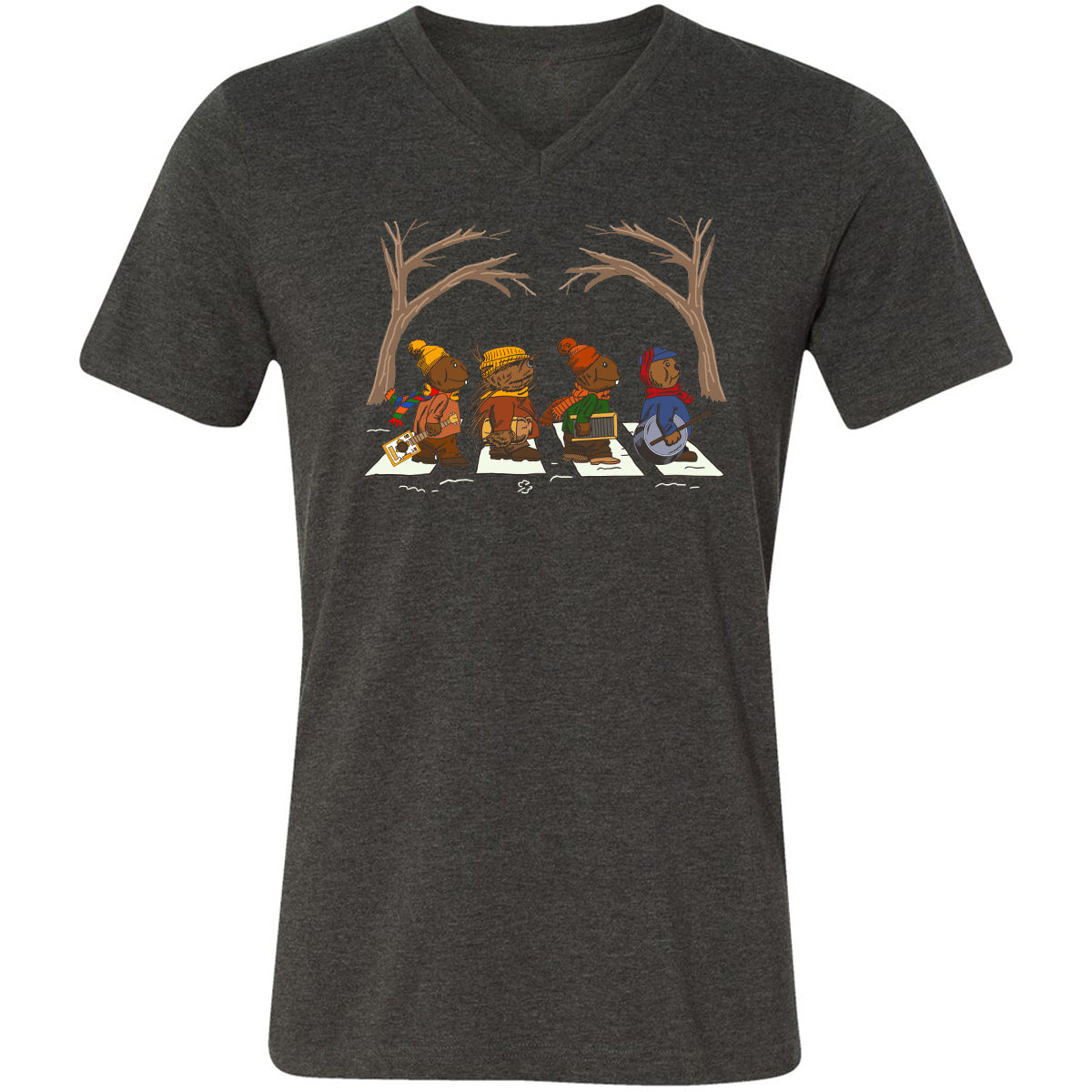 Unisex V-neck T-shirt - FH4UQ97M - Dark Grey Heather - 8