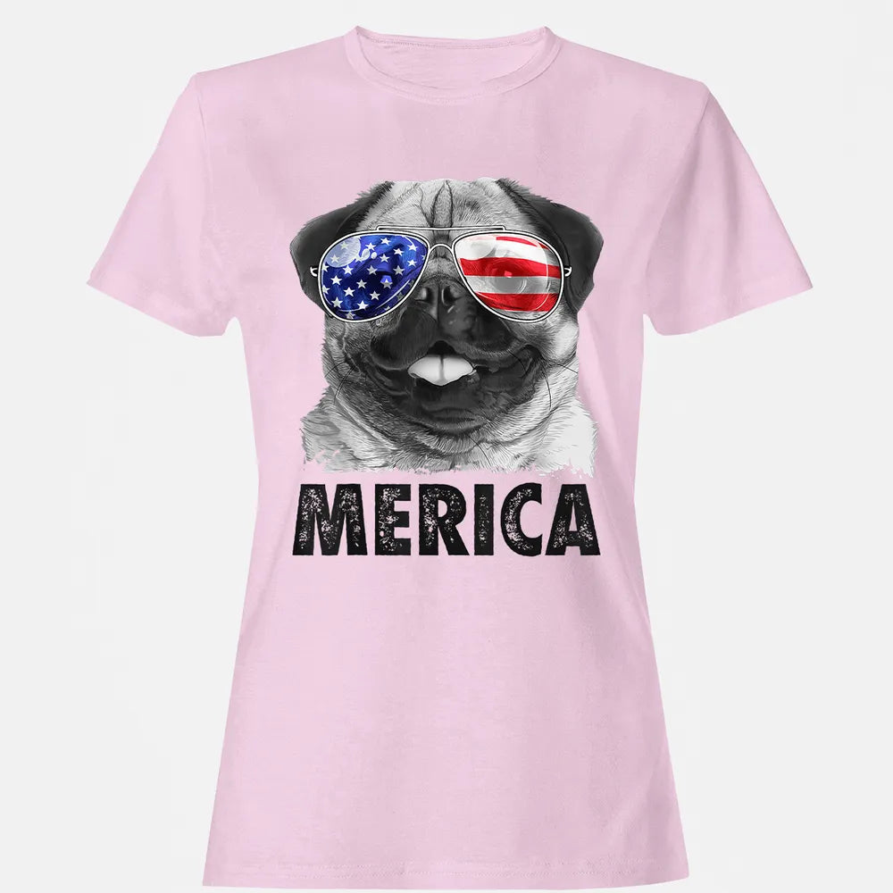 Pug 4th of July s Merica Men Women USA American Flag Women's T-shirt