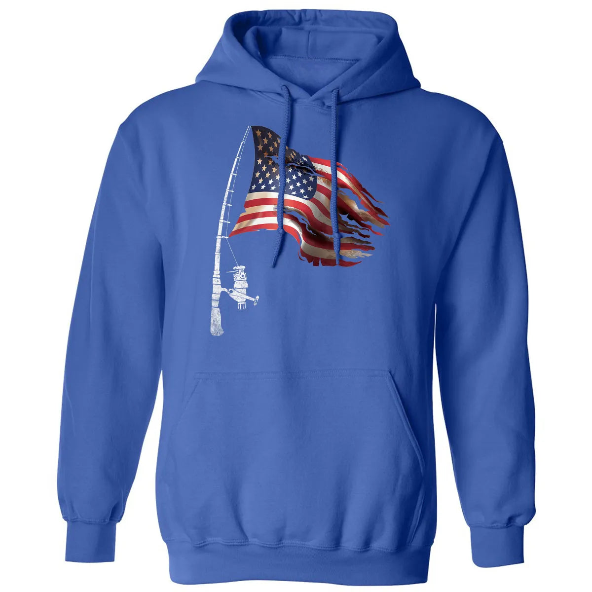 Fishing American Flag Fisherman Patriotic day 4th of July Classic Unisex Hoodie