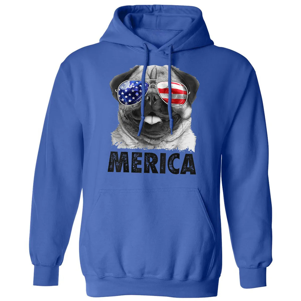 Pug 4th of July s Merica Men Women USA American Flag Classic Unisex Hoodie