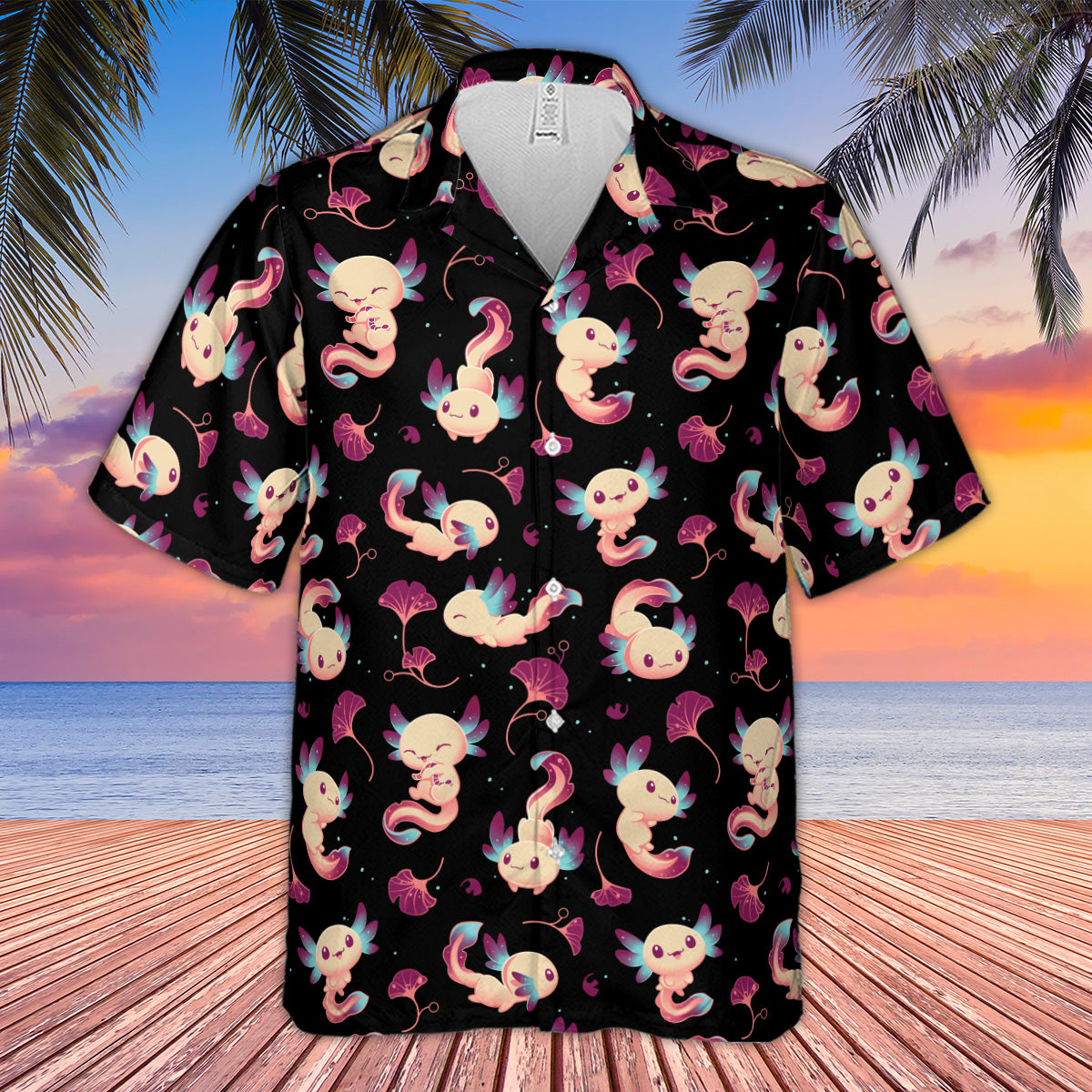 Axolotl Wonders Cute Salamanders Pattern Hawaiian Shirt