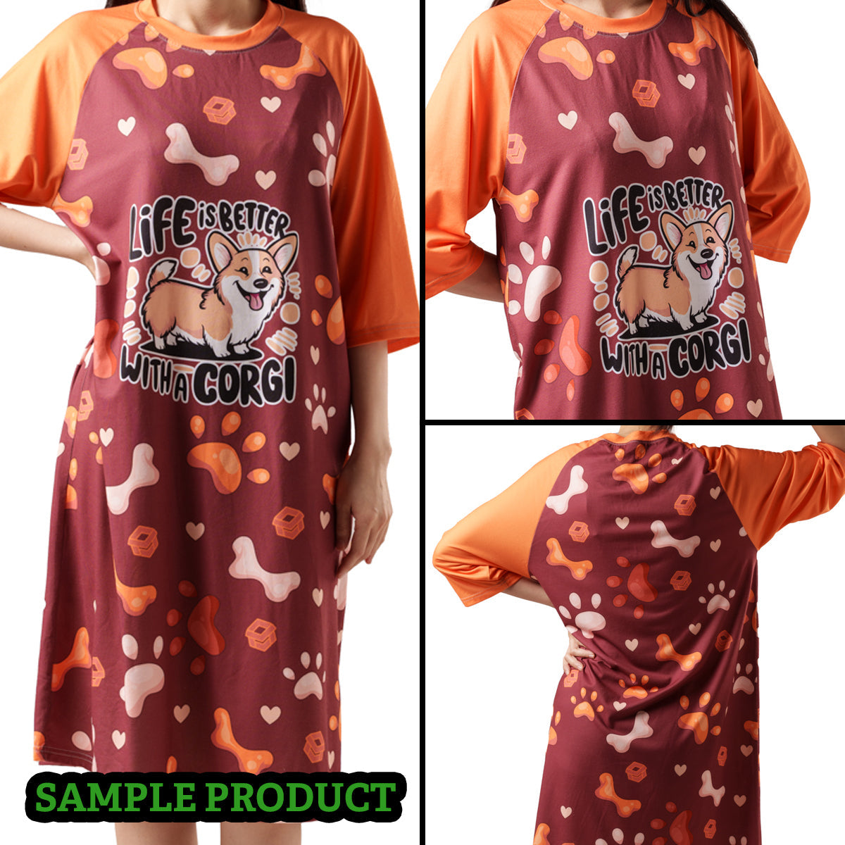 3/4 Sleeve Raglan Dress - TCB6163F